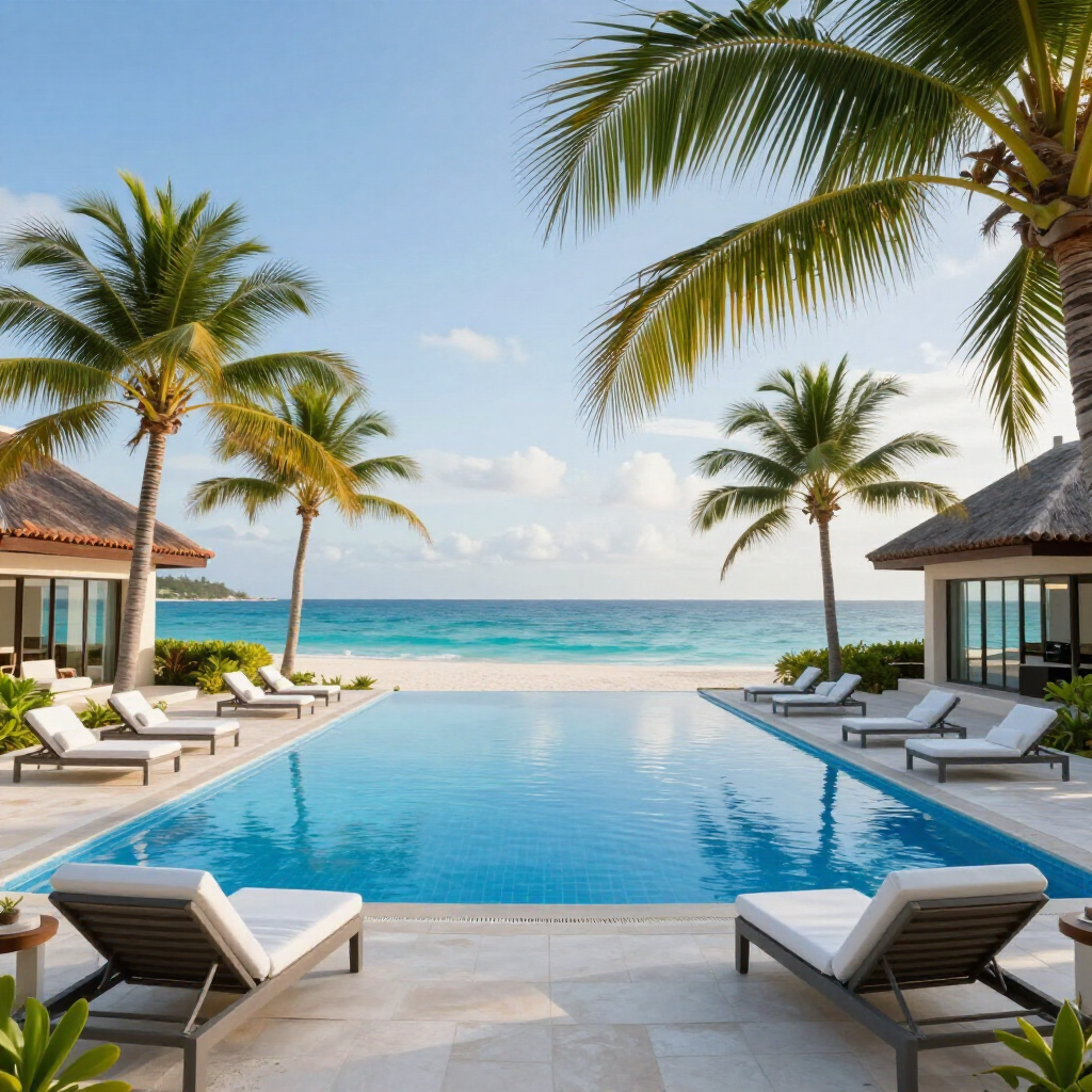 All-inclusive resort beachfront view