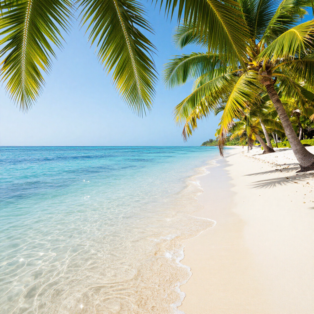Tropical beach with clear blue water