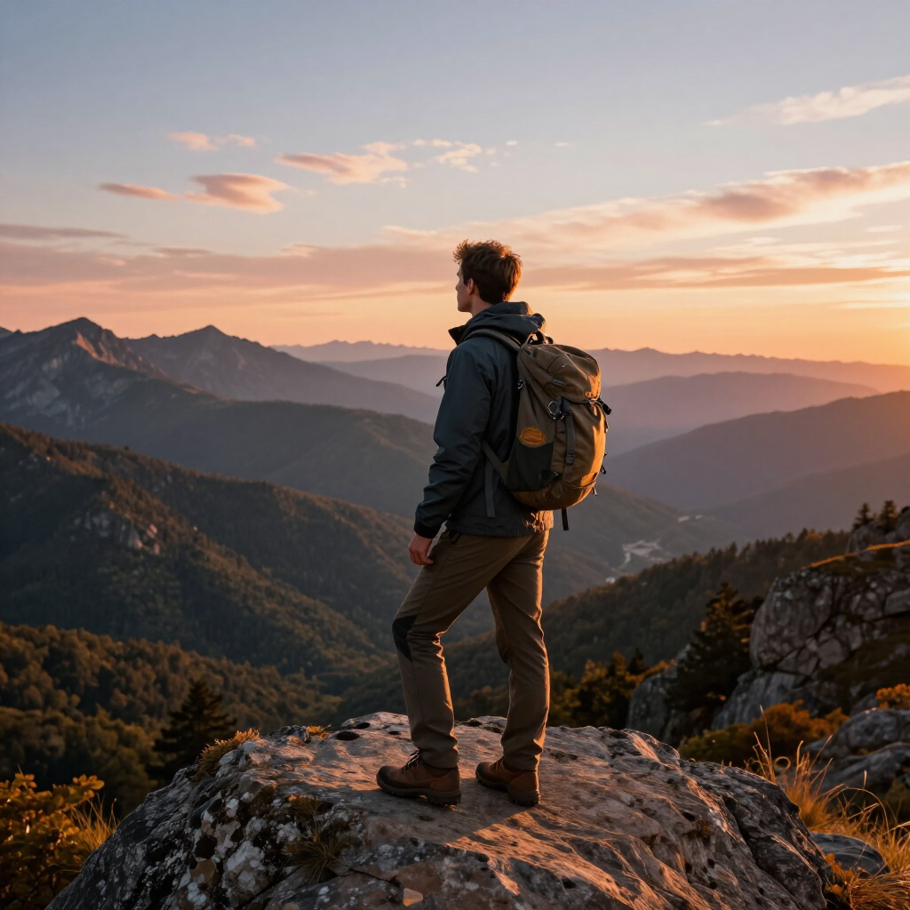 Adventurer at a scenic overlook