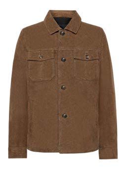 Braune Cordjacke mit Vordertaschen und Knöpfen.