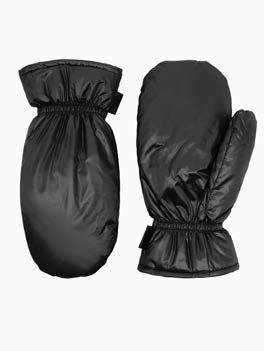 Schwarze, gesteppte Fäustlinge mit elastischen Bündchen.