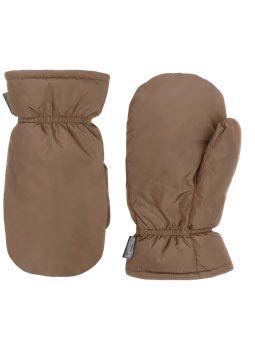 Braune Winterfäustlinge mit elastischen Bündchen und gesteppter Struktur.