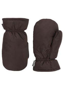 Braune Fäustlinge mit elastischen Bündchen.