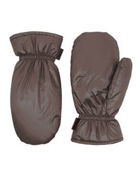 Braune Stepphandschuhe mit elastischen Bündchen.