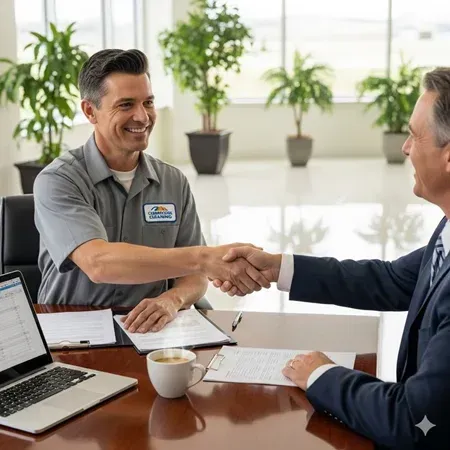 Lafayette commercial cleaning client relationship meeting