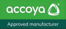 accoya is an approved manufacturer on a green background