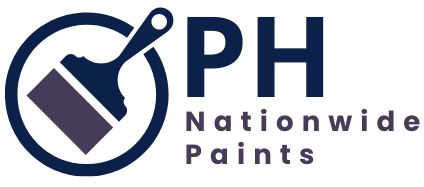 Logo: Dark blue brush in a circle, beside 