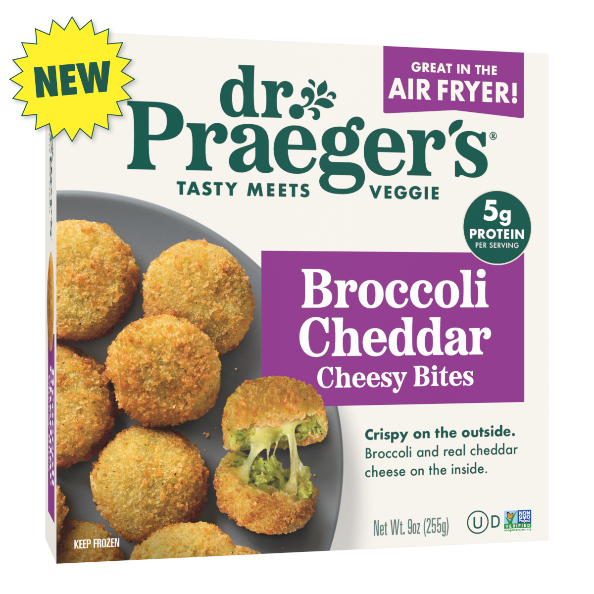Dr. Praeger's Broccoli Cheddar Cheesy Bites Product Box