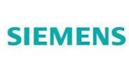 Le logo Siemens est bleu et blanc sur fond blanc.