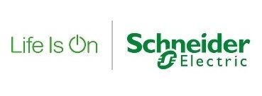 Le logo de Schneider Electric est vert et blanc et dit « la vie est allumée ».