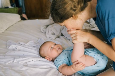 concerned mother with baby