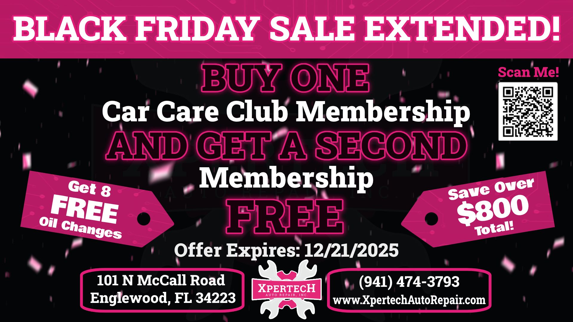 Black Friday Sale Extended! Buy One Car Care Club Membership and get a second membership Free | Xpertech Auto Repair, Inc.