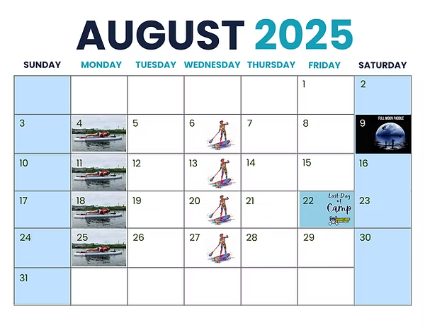 A calendar for the month of august 2025