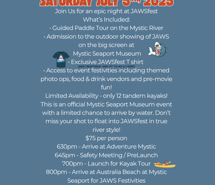 A flyer for a guided paddle tour on the mystic river