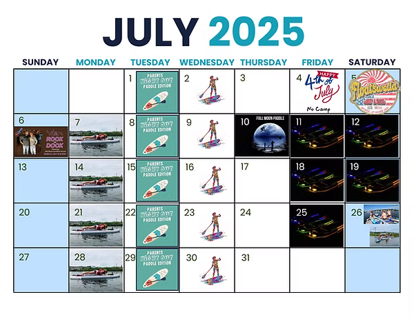 A calendar for july 2025 has a lot of pictures on it