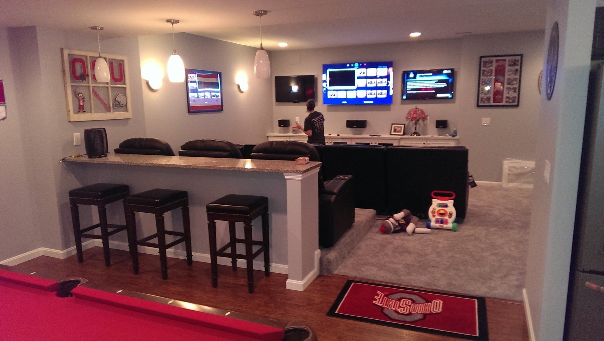 Finished lower level — Multiple television and sports themed basement  in Cincinnati, OH