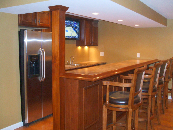 Basement pictures —Bar like table with television in Cincinnati, OH