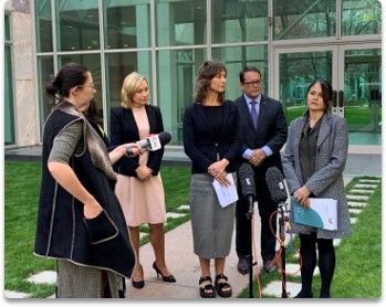 Funding crisis WWC media at Parliament Canberra 2021