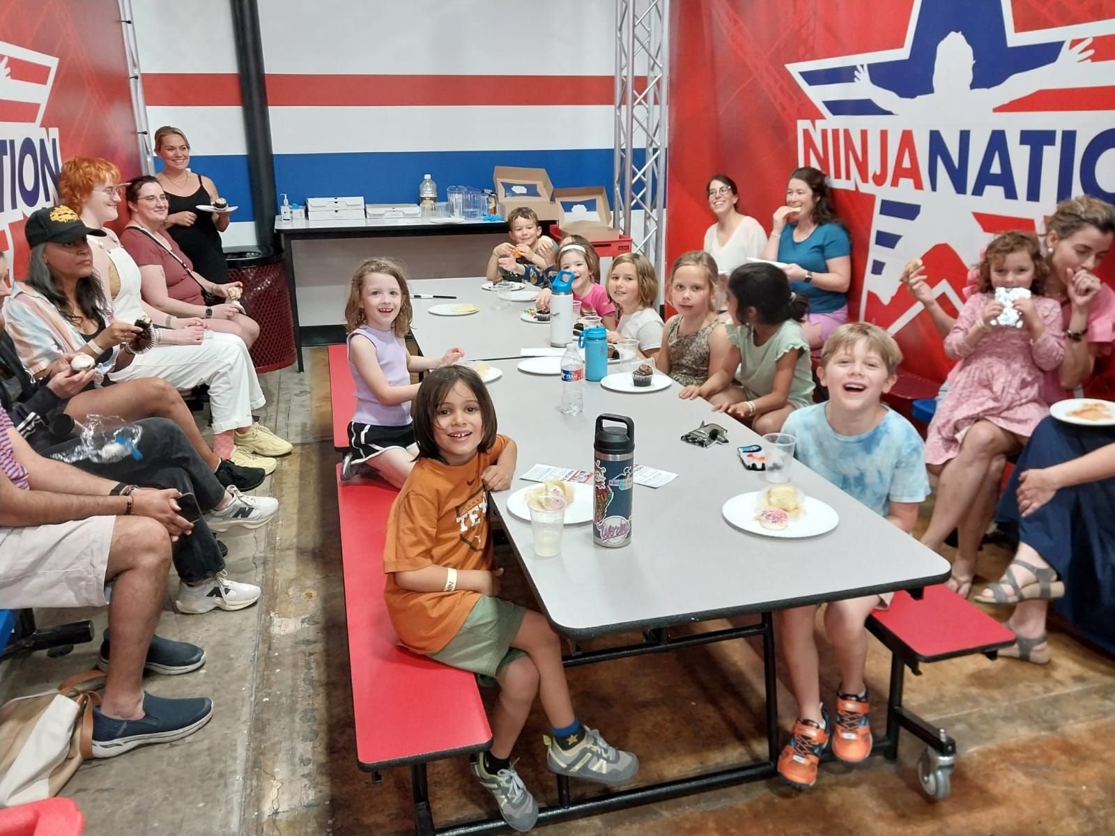 kids checking in for a ninja nation birthday party