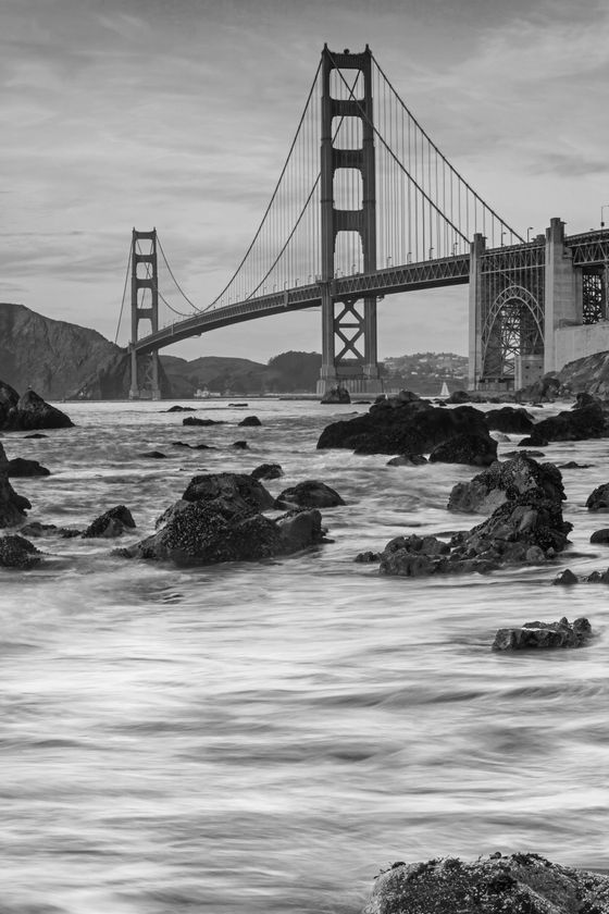 Black and White Image of San Francisco Bay
