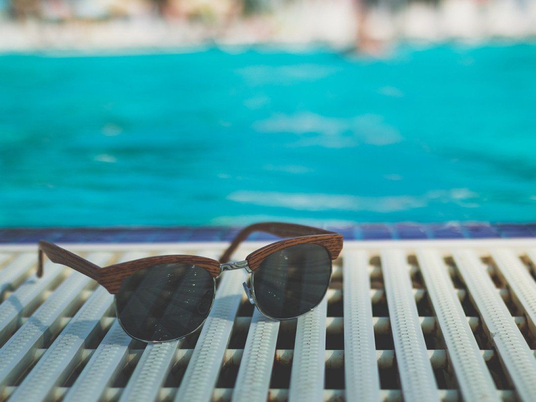 Eye Glasses with Pool Background