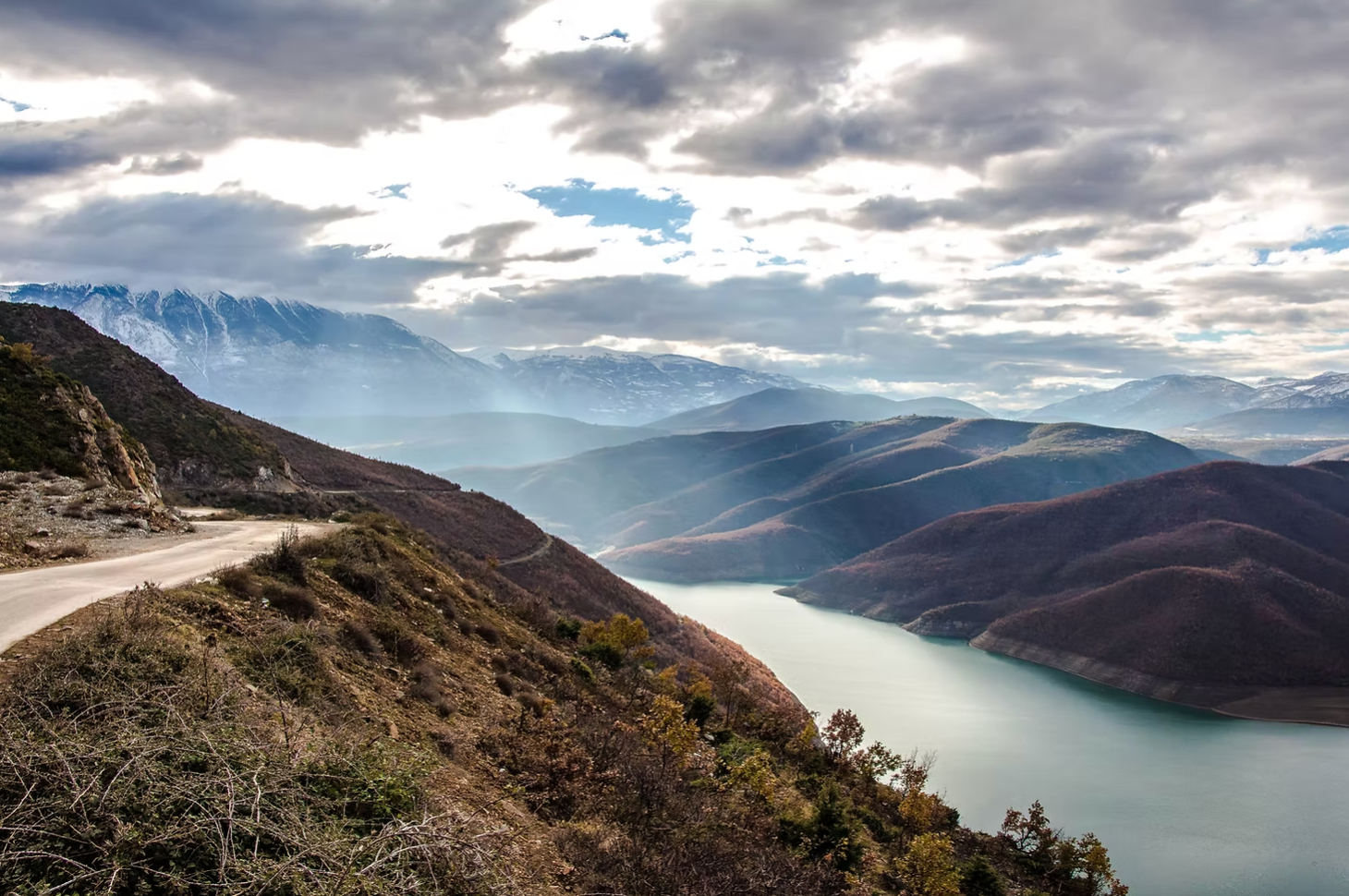 Mountain clouds lake