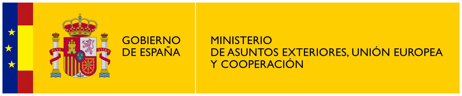 Logotipo oficial del Ministerio de Asuntos Exteriores, Unión Europea y Cooperación de España.