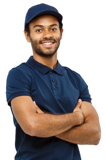 Man wearing a blue cap and polo shirt smiles with arms crossed.