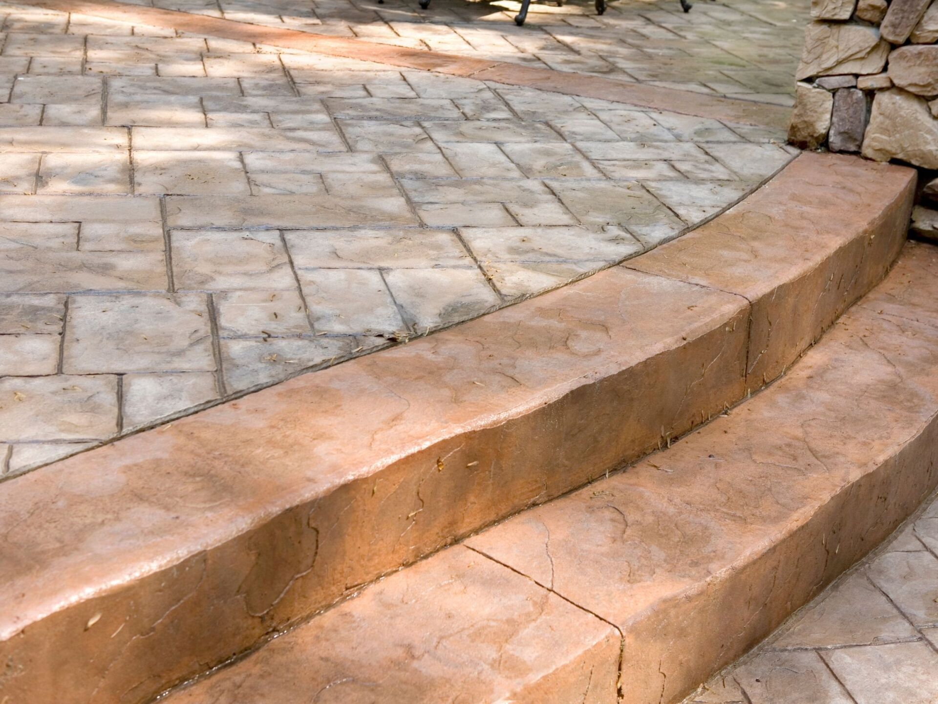 patio steps made out of stamped concrete