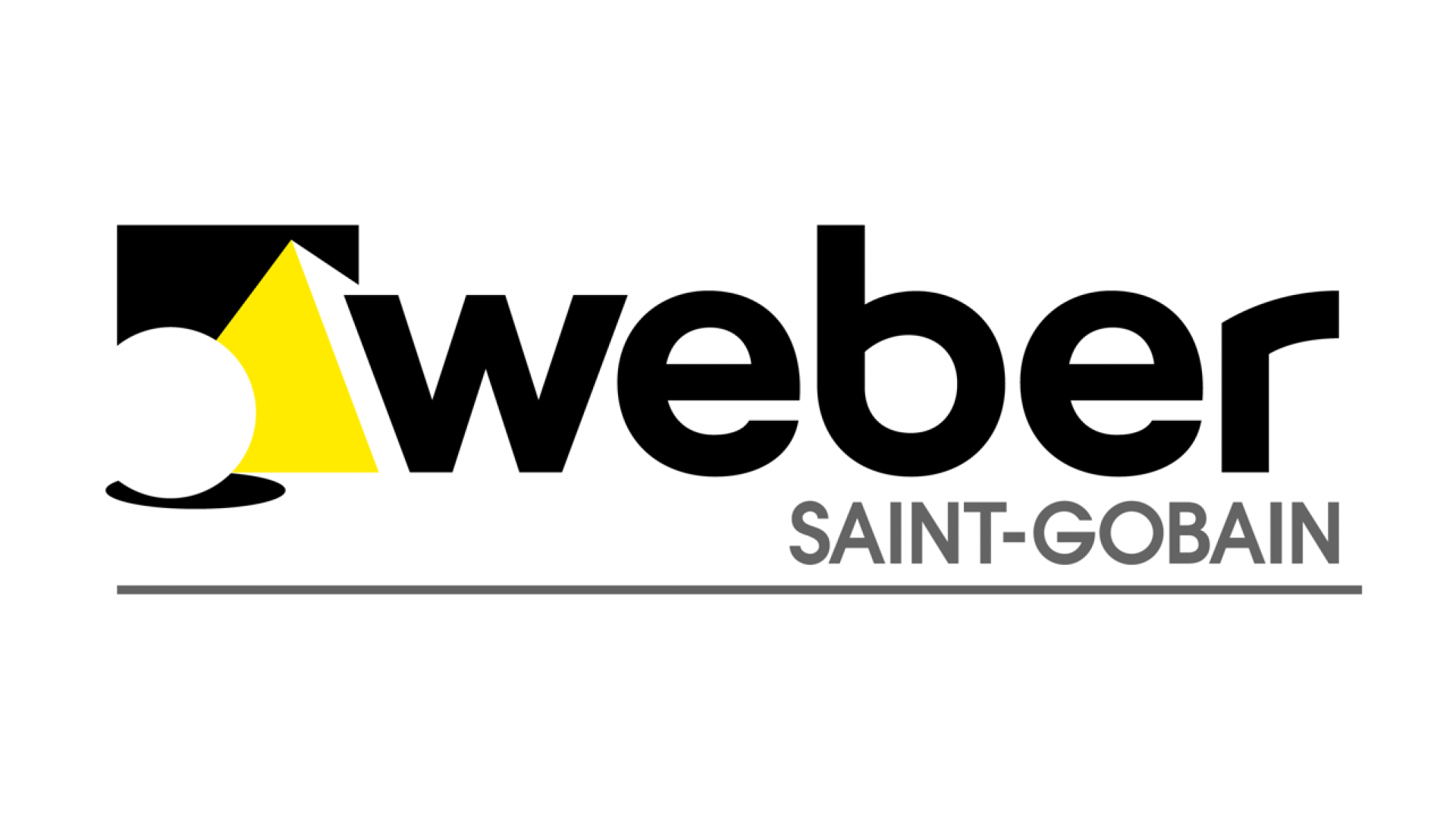 Un logo weber saint gobain su uno sfondo bianco.