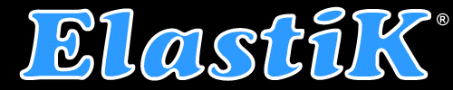 La parola elastik è scritta in lettere blu su sfondo nero.