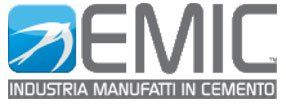 A logo for demic industria manufatti in cemento