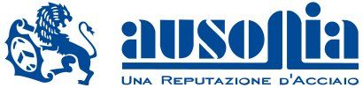 Un logo blu per ausonia con un leone sopra