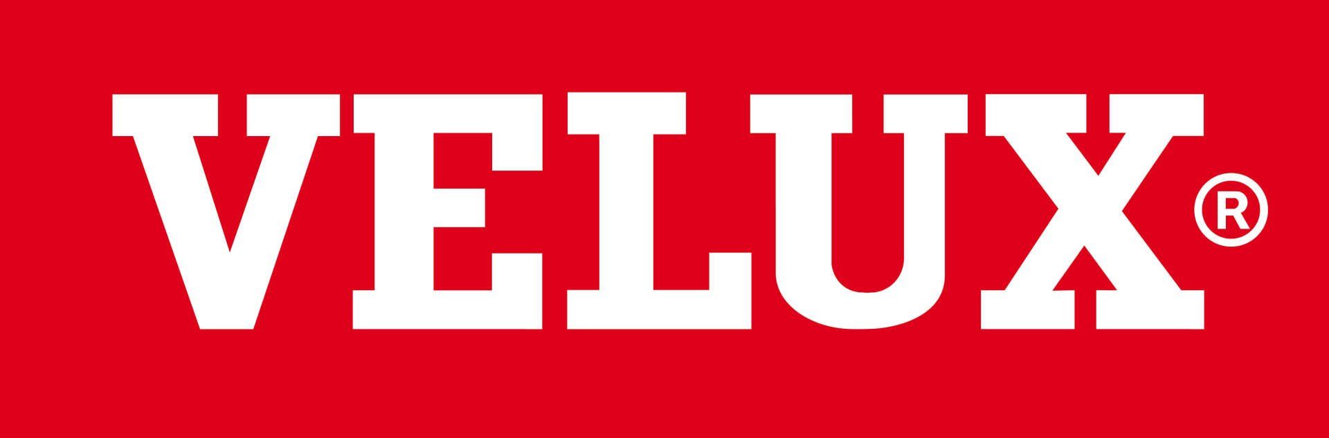 Il logo velux è su sfondo rosso.