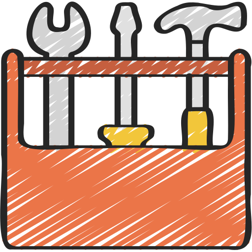 A drawing of a toolbox with tools in it.