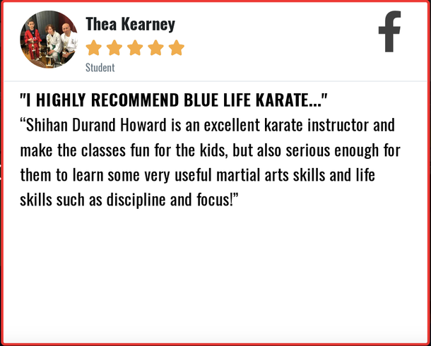 a facebook review for blue life karate by thea kearney
