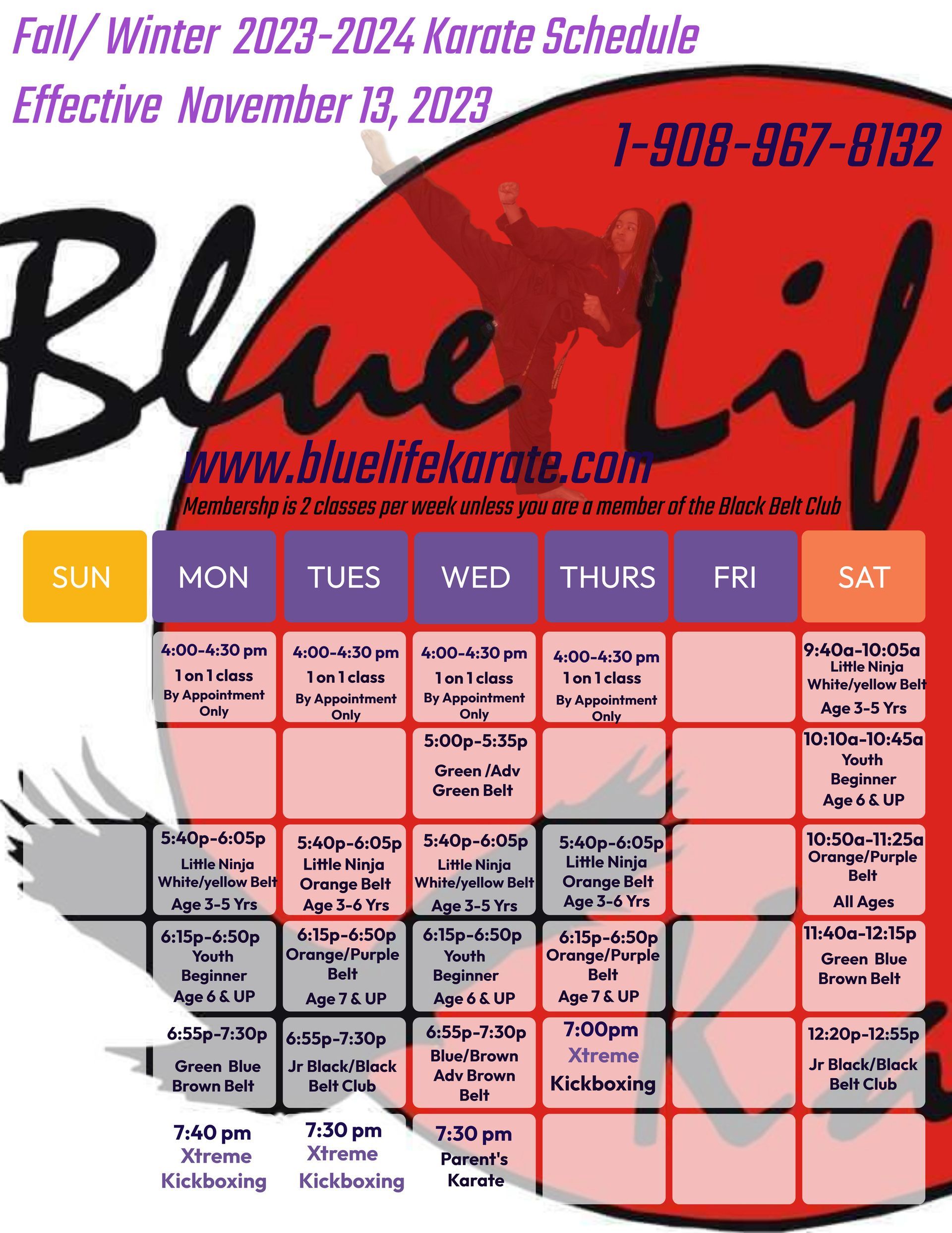 a blue life class schedule for january 3rd 2022