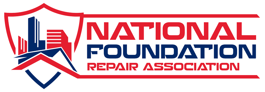 the national foundation repair association logo is red , white and blue .