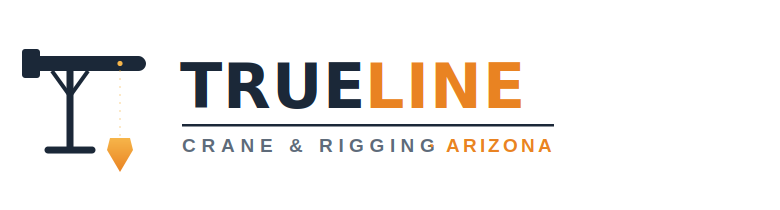 Trueline Crane & Rigging Arizona logo with navy and orange crane icon and text