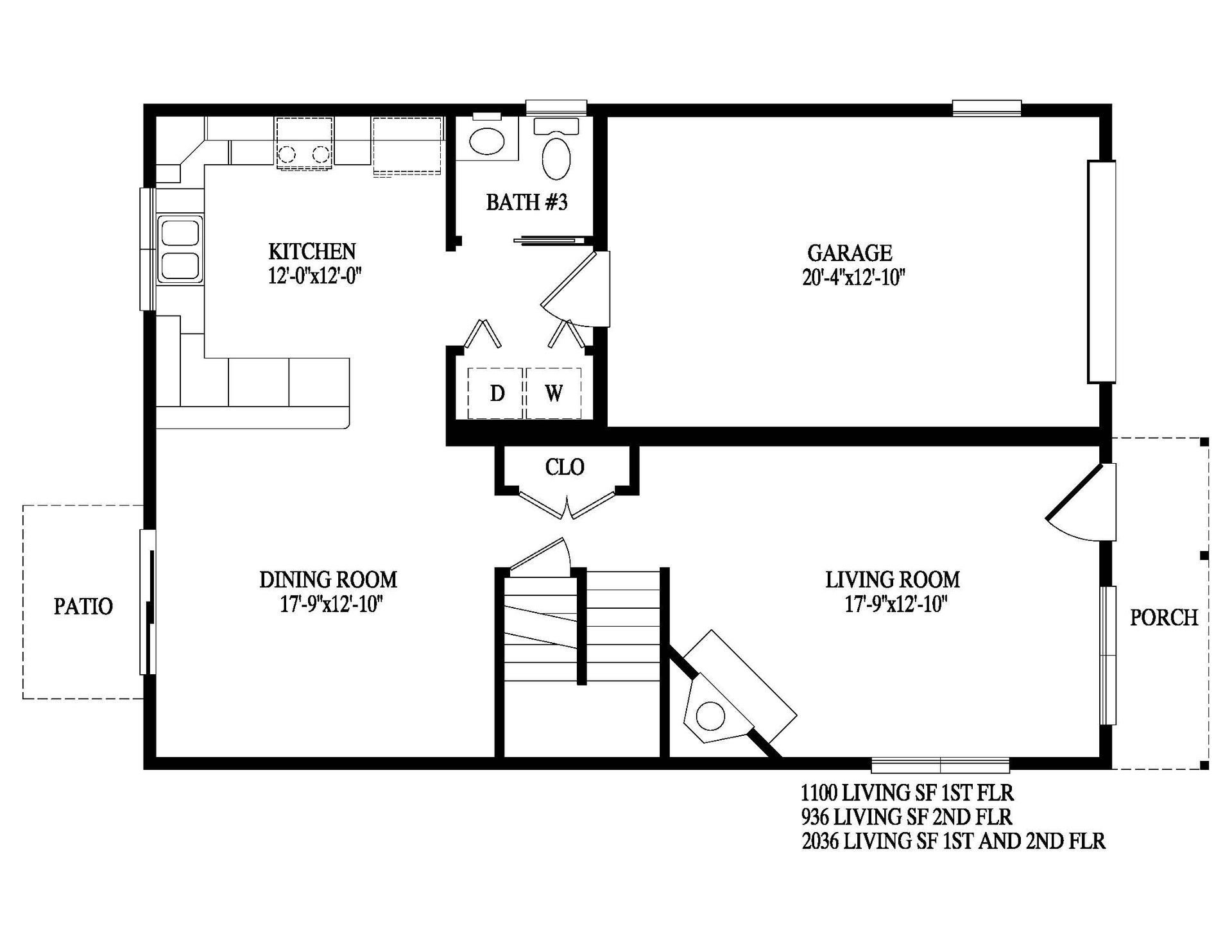A black and white floor plan of a house.