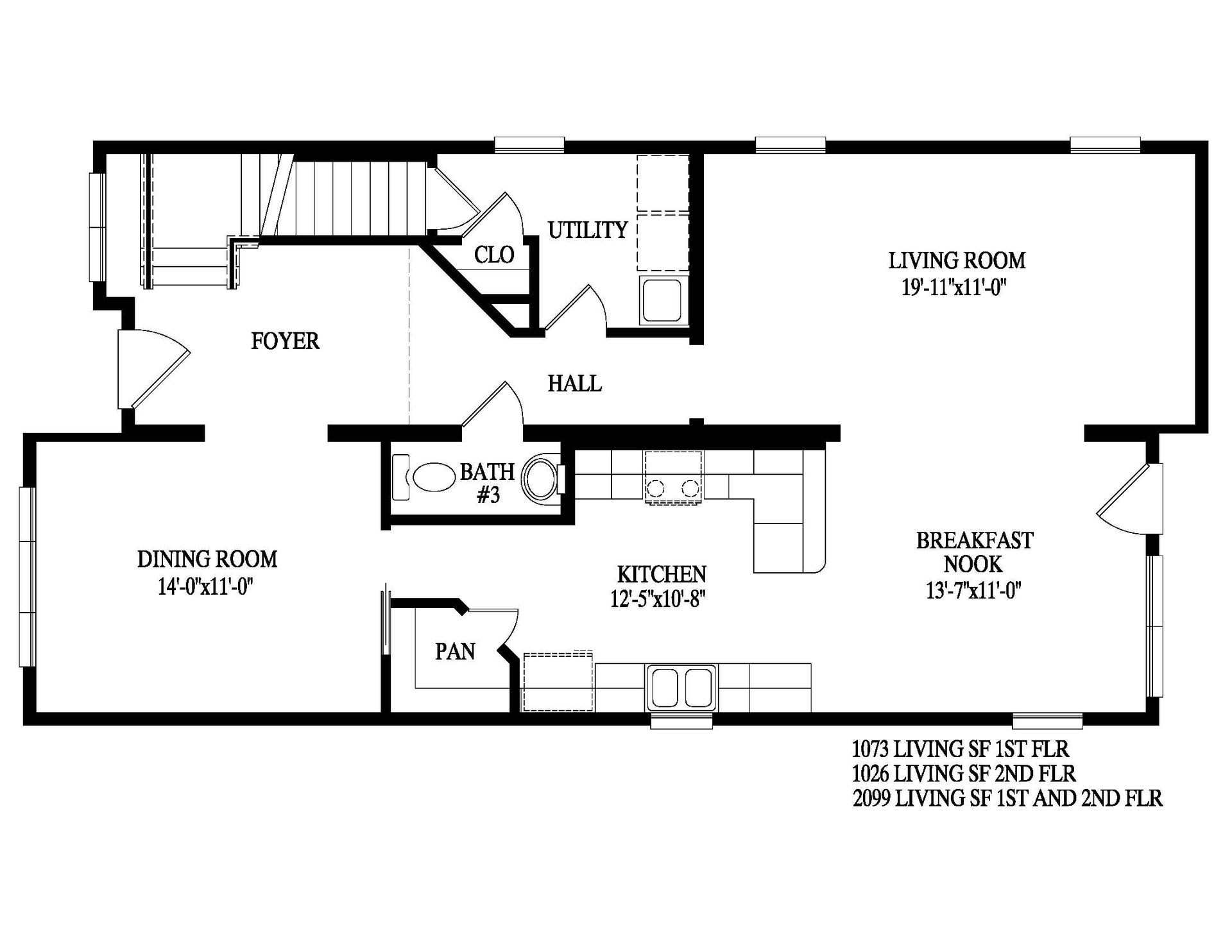 A black and white floor plan of a house.