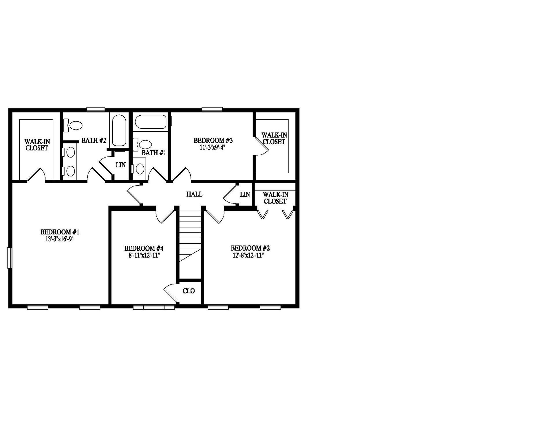 A black and white floor plan of a house.
