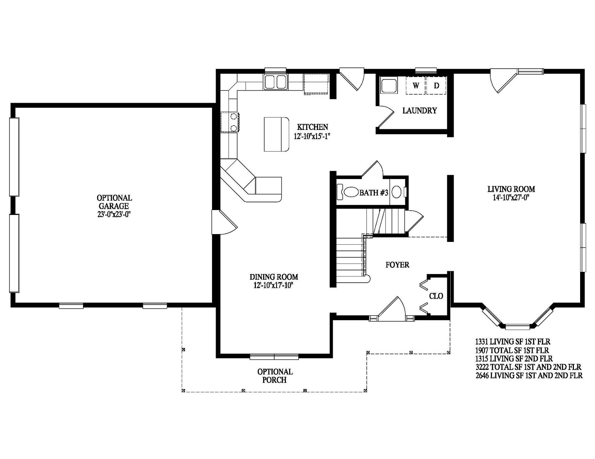 A black and white floor plan of a house.