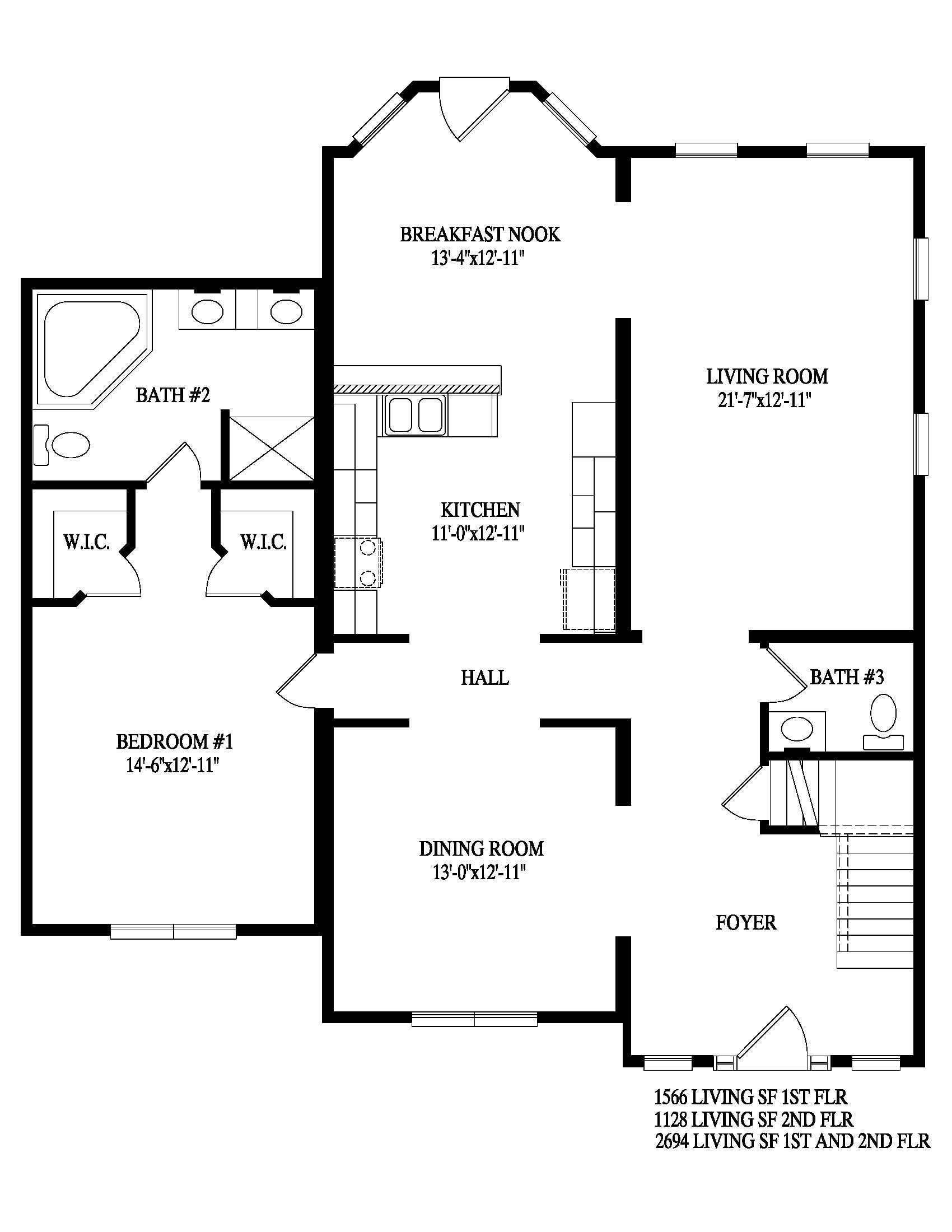 A black and white floor plan of a house.