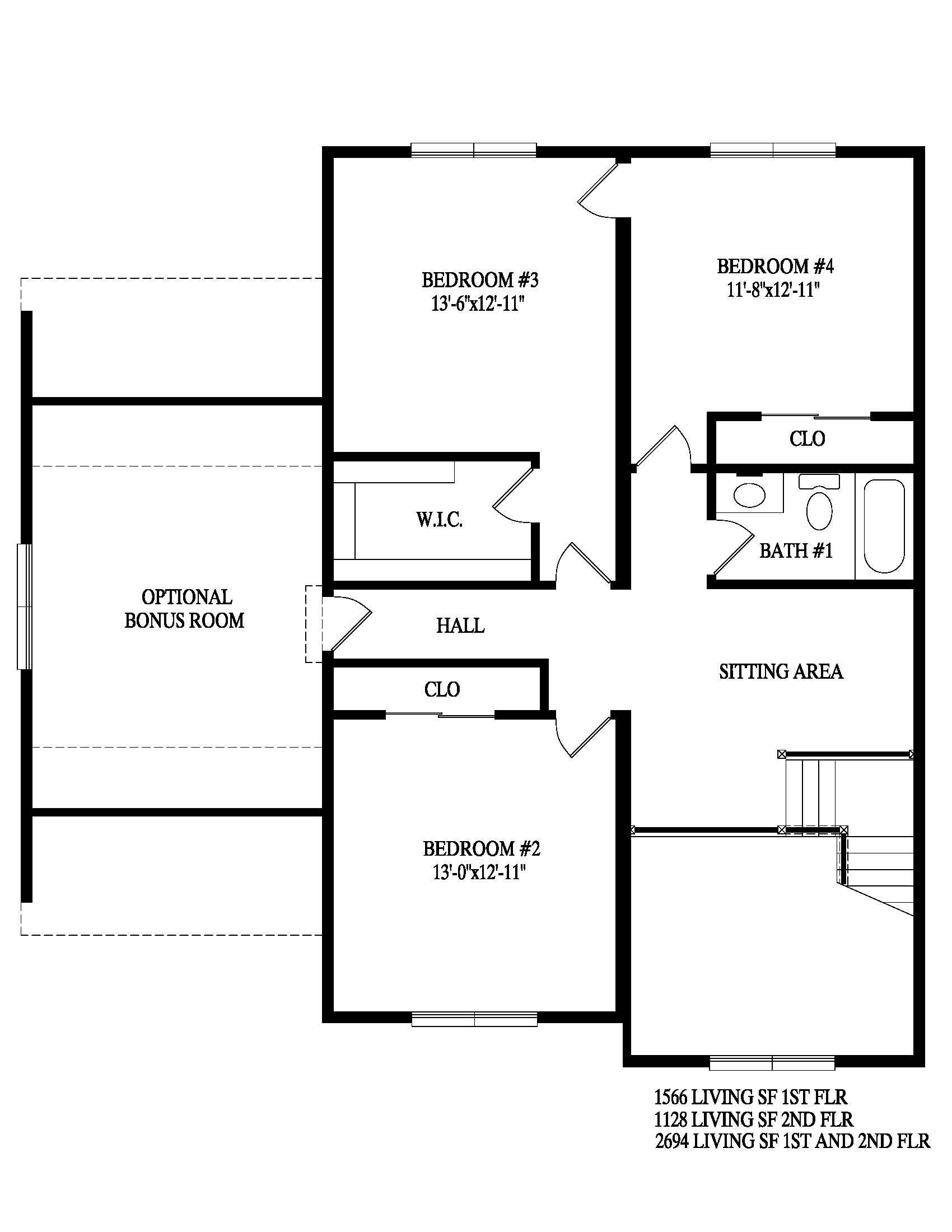 A black and white floor plan of a house.