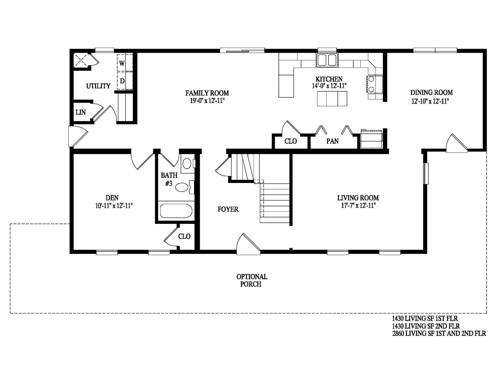 A black and white floor plan of a house.
