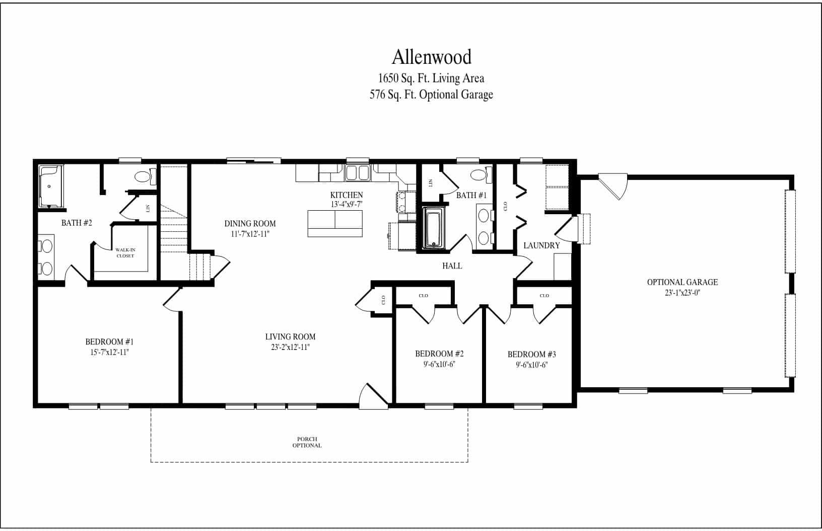 A black and white floor plan of a mobile home.