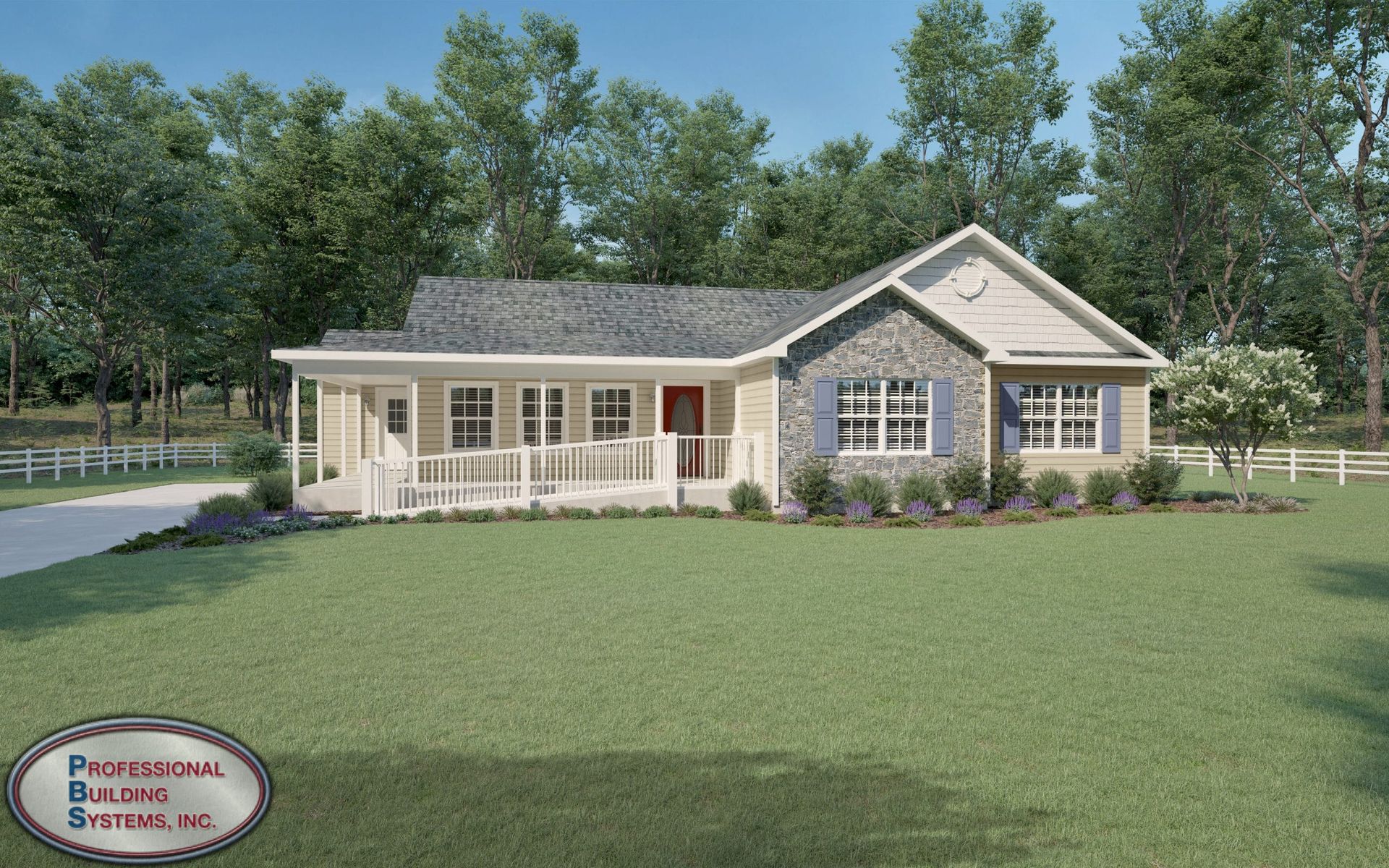 An artist 's impression of a house with a porch