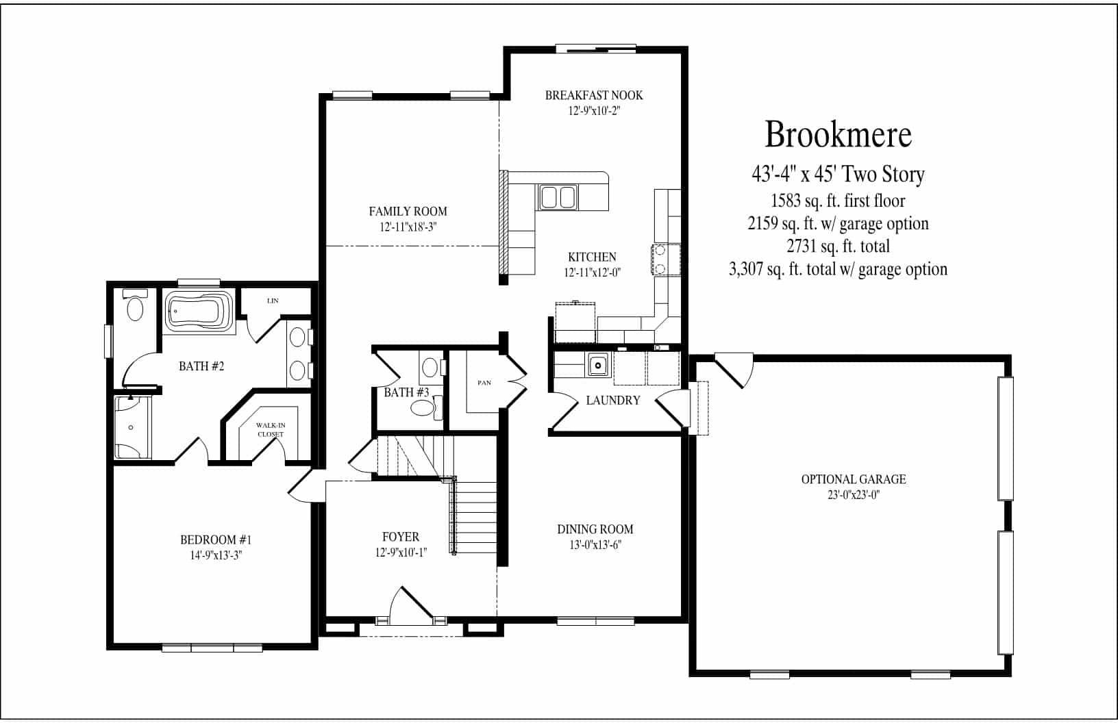 A black and white floor plan of a house.