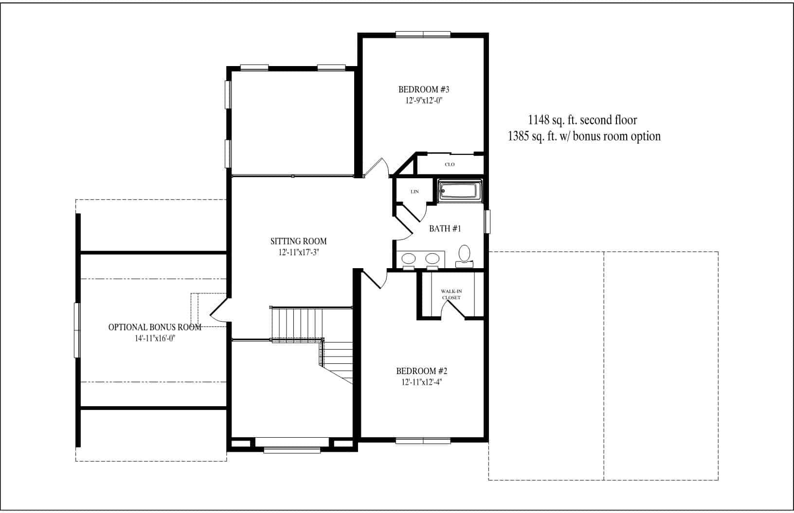 A black and white floor plan of a house.